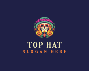 Mexican Calavera Festive Skull logo design