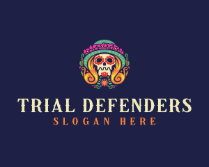 Mexican Calavera Festive Skull logo design