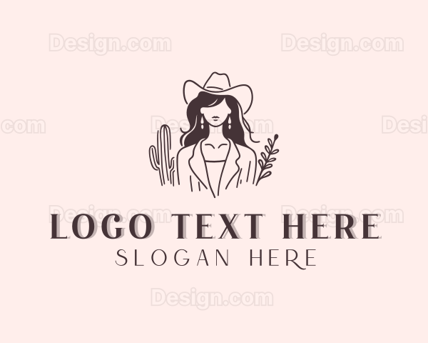 Cowgirl Woman Fashion Logo