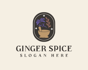 Mystical Spices Mortar Pestle logo design