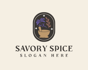 Mystical Spices Mortar Pestle logo design