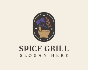 Mystical Spices Mortar Pestle logo design