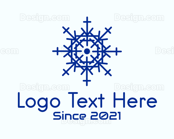 Blue Minimalist Snowflake Logo
