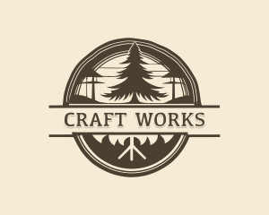 Pine Tree Woodworking Craft logo design