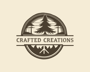 Pine Tree Woodworking Craft logo design