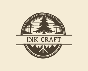 Pine Tree Woodworking Craft logo design