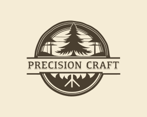 Pine Tree Woodworking Craft logo design