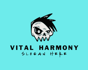 Punk Rock Band Skull logo design