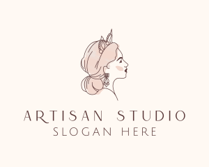 Woman Princess Tiara logo design