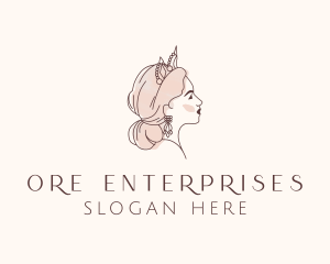 Woman Princess Tiara logo design