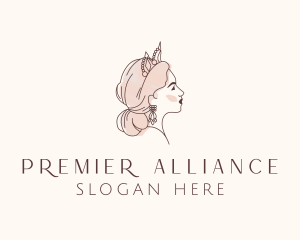 Woman Princess Tiara logo design