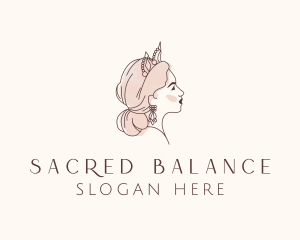 Woman Princess Tiara logo design