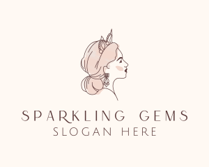 Woman Princess Tiara logo design