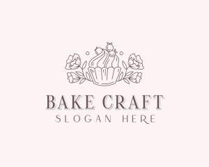 Confectionery Flower Cupcake logo design