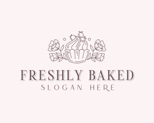 Confectionery Flower Cupcake logo design