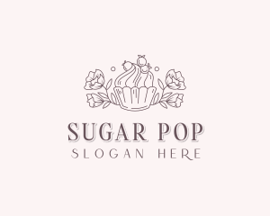 Confectionery Flower Cupcake logo design