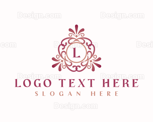 Elegant Floral Ornament Emblem Logo