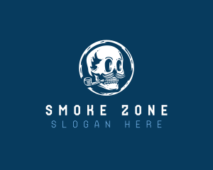 Pipe Skull Mustache  logo design