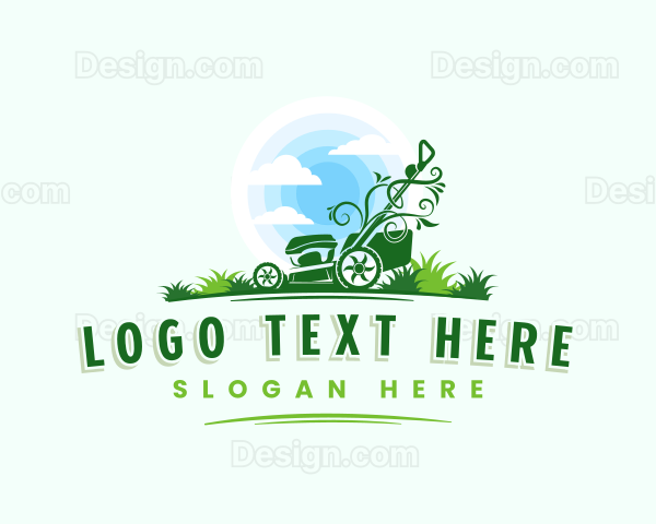 Lawn Mower Grass Landscaping Logo