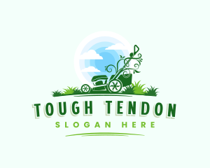 Lawn Mower Grass Landscaping Logo