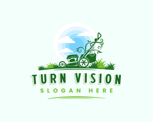 Lawn Mower Grass Landscaping Logo