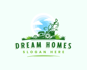 Lawn Mower Grass Landscaping logo