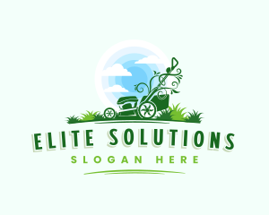 Lawn Mower Grass Landscaping logo