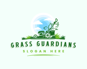 Lawn Mower Grass Landscaping logo design