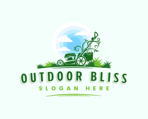 Lawn Mower Grass Landscaping logo design