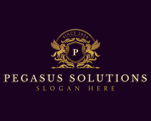 Luxury Pegasus Crest logo design