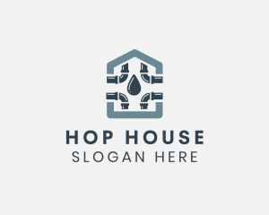 House Pipe Droplet Plumbing logo design