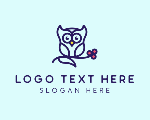 Cute Owl Bird logo