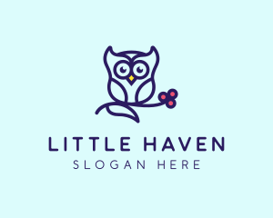 Cute Owl Bird logo