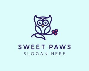 Cute Owl Bird logo design