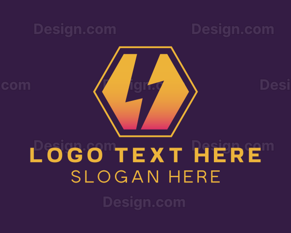 Lightning Bolt Hexagon Logo