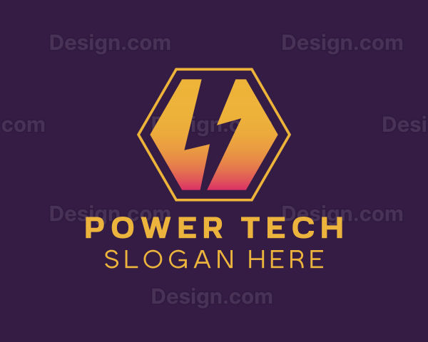 Lightning Bolt Hexagon Logo
