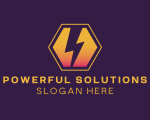 Lightning Bolt Hexagon logo design