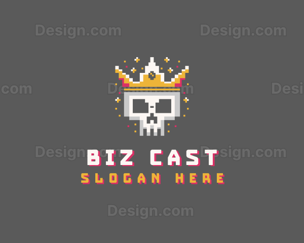Pixelated Skull Crown Logo