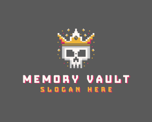 Pixelated Skull Crown logo