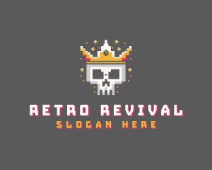 Pixelated Skull Crown logo design