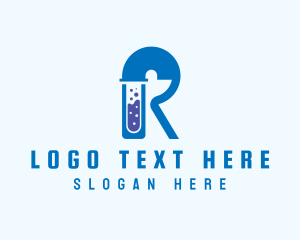 Blue Test Tube Letter R logo