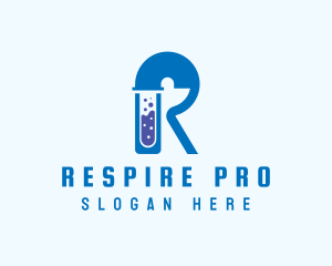 Blue Test Tube Letter R logo design