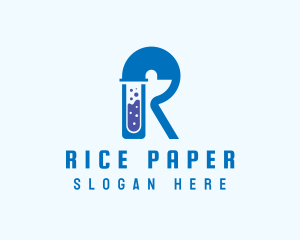 Blue Test Tube Letter R logo design