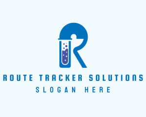 Blue Test Tube Letter R logo design