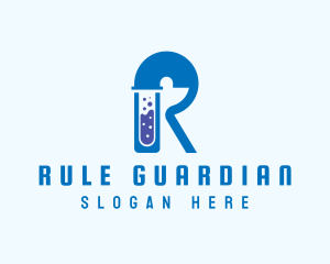 Blue Test Tube Letter R logo design