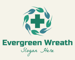 Green Cross Wreath logo design