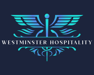 Healthcare Caduceus Staff logo design