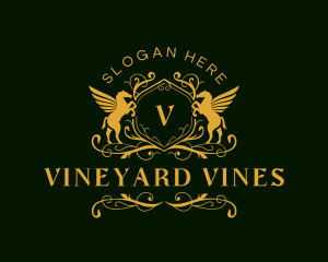 Pegasus Winery Vines Crest logo design