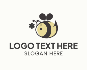 Cute Bee Flower logo