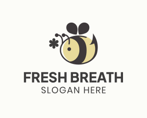 Cute Bee Flower logo design